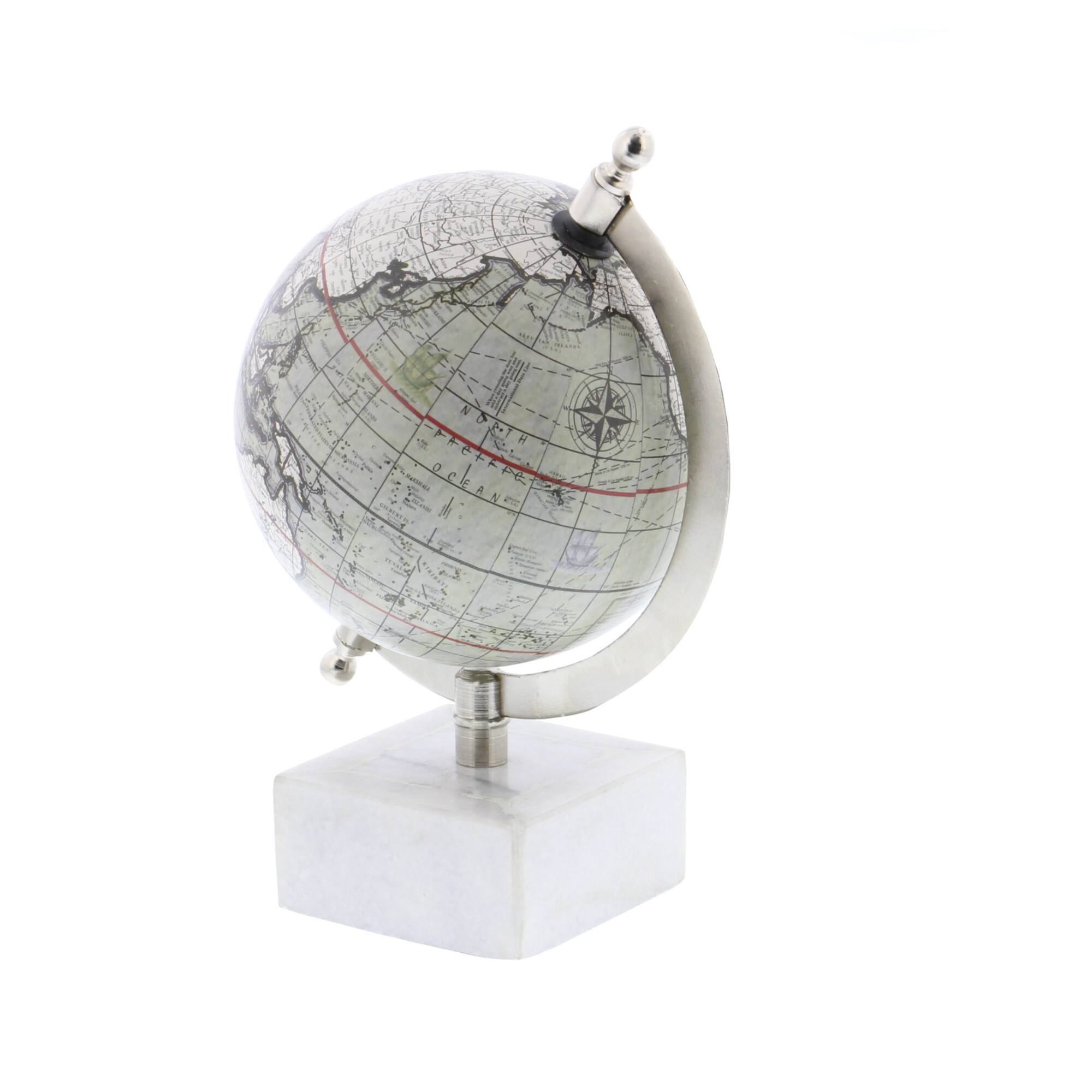 9" White Ceramic & Metal Contemporary Globe
